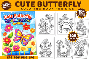 Cute Butterfly Coloring Book, a Decorative Illustration by Coco Bloom