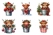 Christmas Highland Cows Clipart, an Illustration by SinaCreation (Thumbnail 3 of 7)