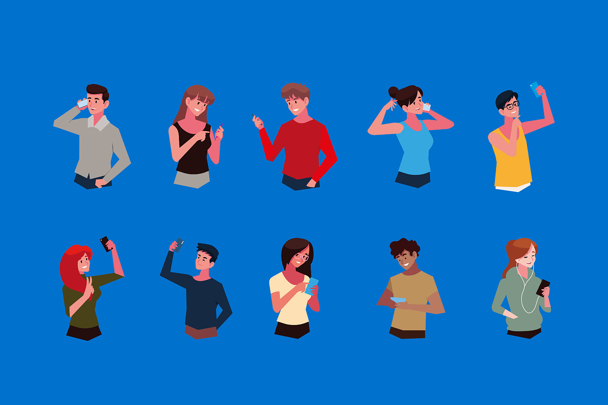 Smartphone Users Illustration Set, a Templates & Theme by studiogstock (Photo 2 of 2)