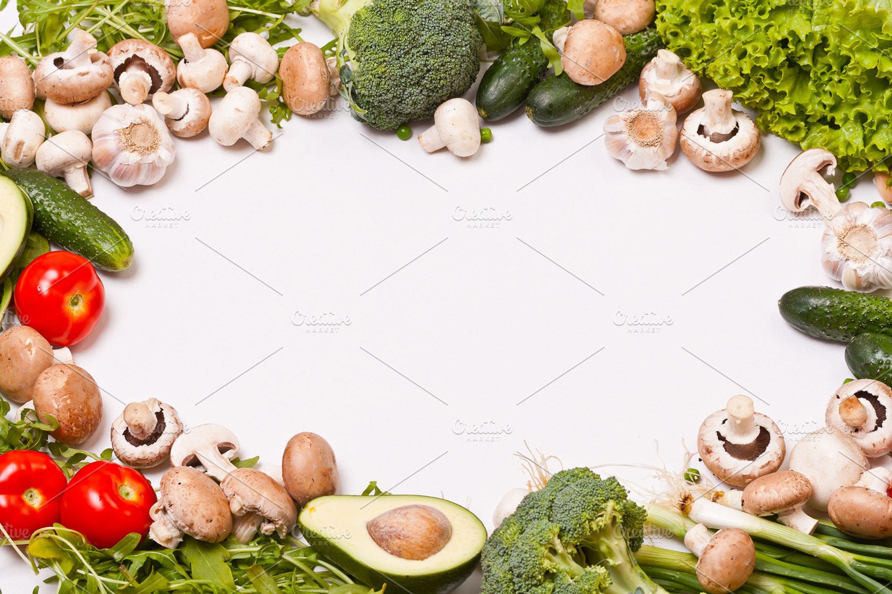 Vegetable frame stock photo containing avocado and border