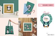 Cute Penguin Clipart & Winter Cards, an Animal Illustration by danceyourlife (Thumbnail 5 of 12)