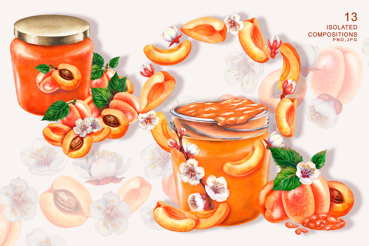 Apricot Jam & Juice, watercolor, a Food Illustration by EL_SUHOVA (Photo 3 of 14)