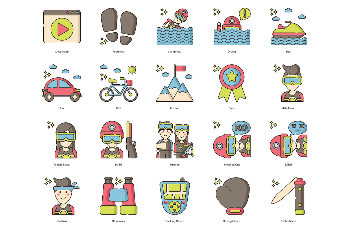 60 Battle Royale Icons - Hazel, an Outline Icon by Flat Icons
