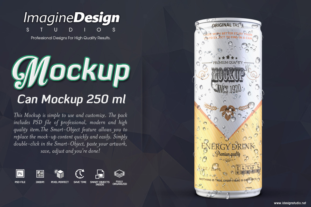 Can mockup 250 ml, a Packaging Mockup by idesignstudio (Photo 2 of 6)