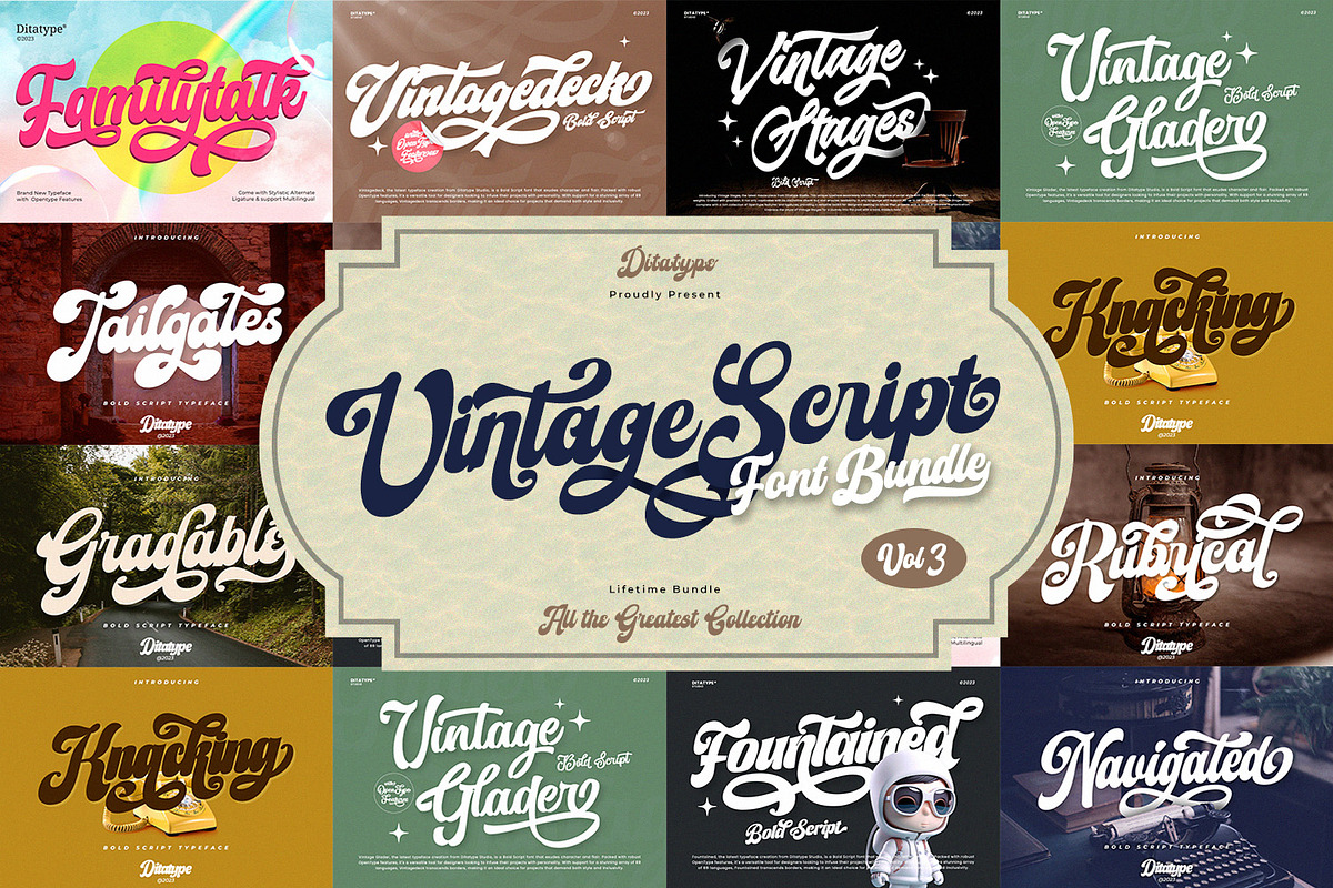 Vintage Script Vol 3 Font Bundle, a Script Font by Ditatype (Photo 2 of 12)