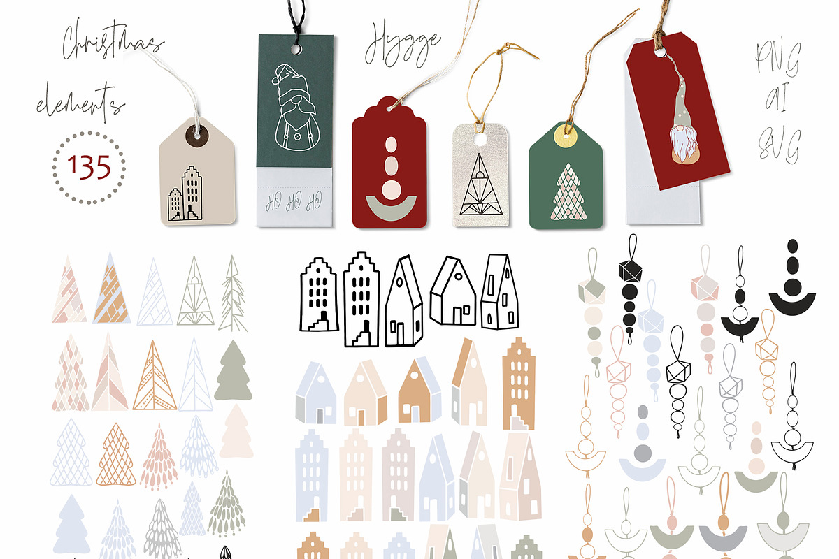 Boho Scandi Christmas CLIPART, a Decorative Illustration by ArtOLB (Photo 3 of 8)