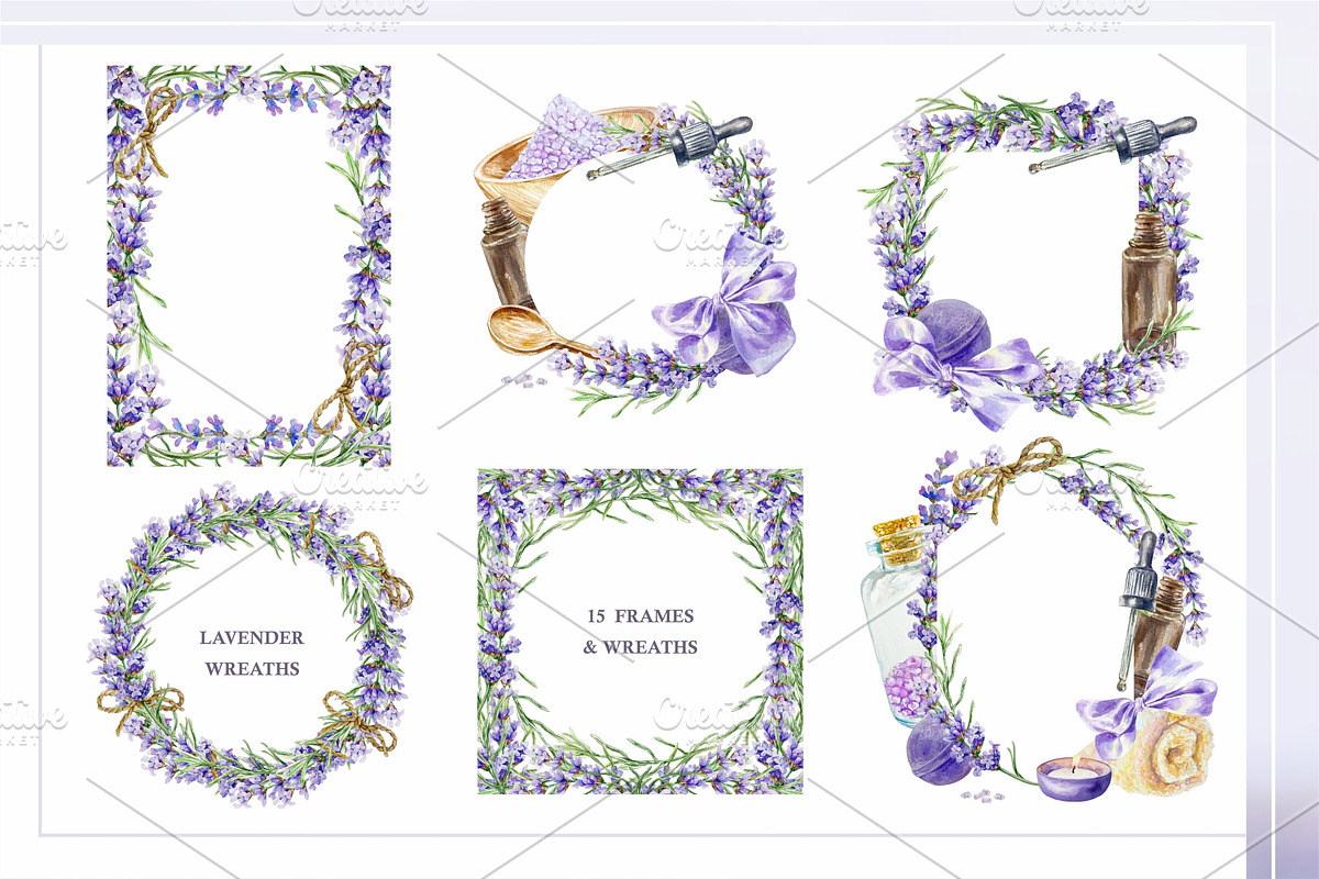 Lavender. Watercolor clip art., a Decorative Illustration by Farida Bik (Photo 6 of 14)