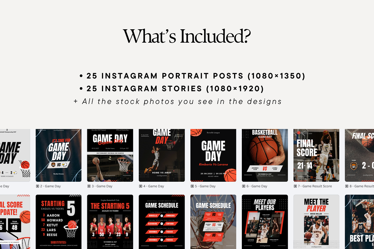 Basketball Social Media Templates, a Social Media Template by Anna Design Studio (Photo 2 of 11)