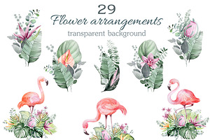 FLAMINGO & FLOWERS Tropical Set