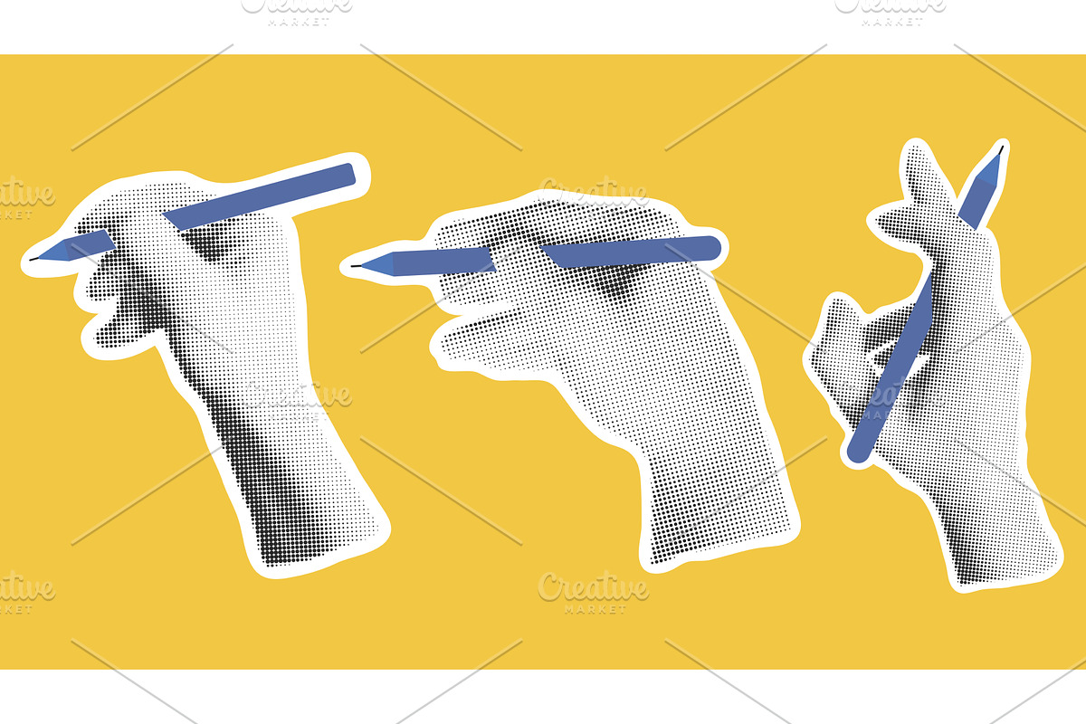 Set of female hand with pen in, an Object Illustration by Tati_Kli