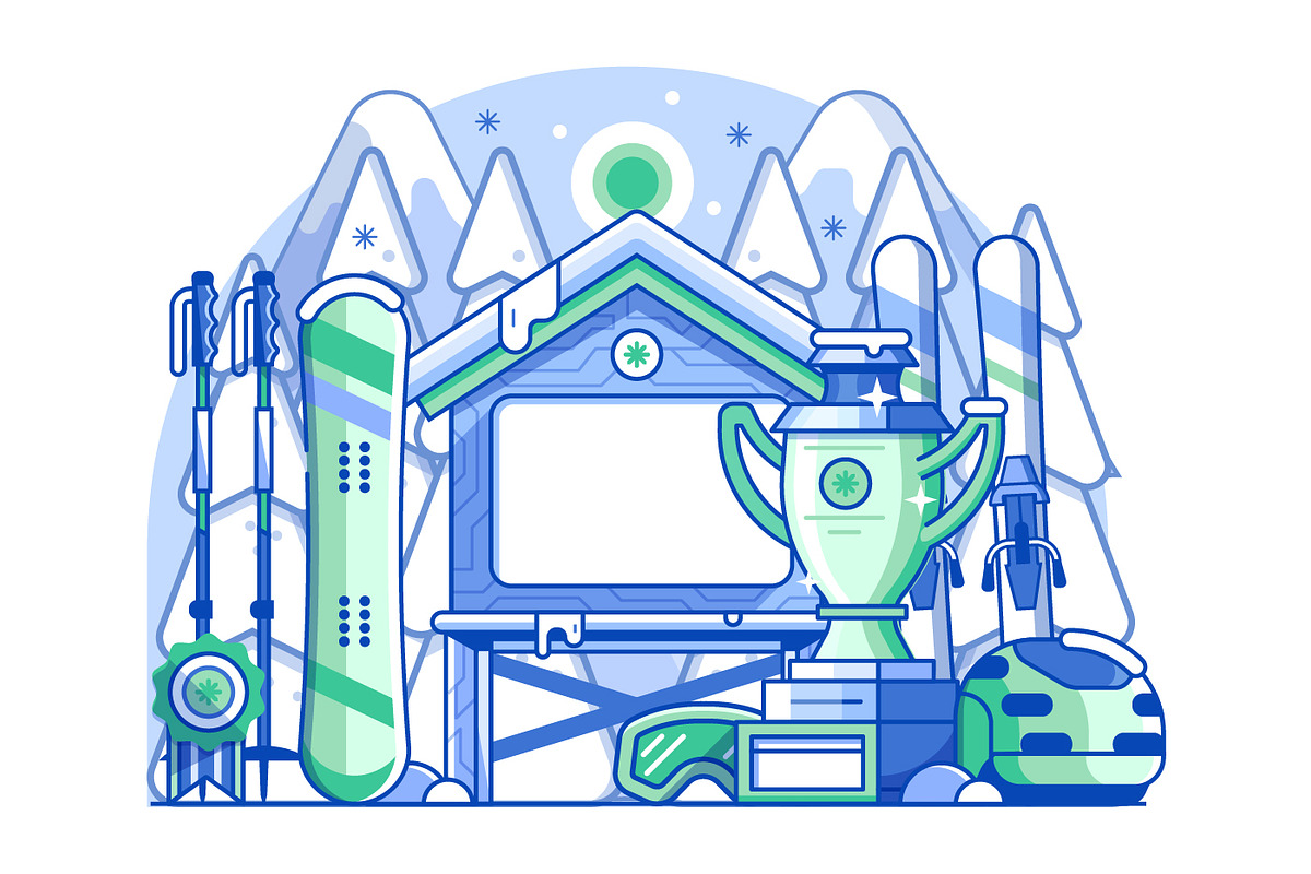 Skiing Resort Web Illustrations, a Sport Illustration by Alex Krugli (Photo 8 of 15)