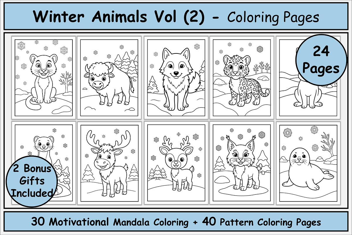 Winter Animals Coloring Pages Vol 2, an Animal Illustration by Lamia Emad (Photo 1 of 5)