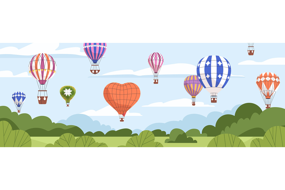 Hot air balloons flying templates, a Transportation Illustration by Good Studio (Photo 4 of 8)