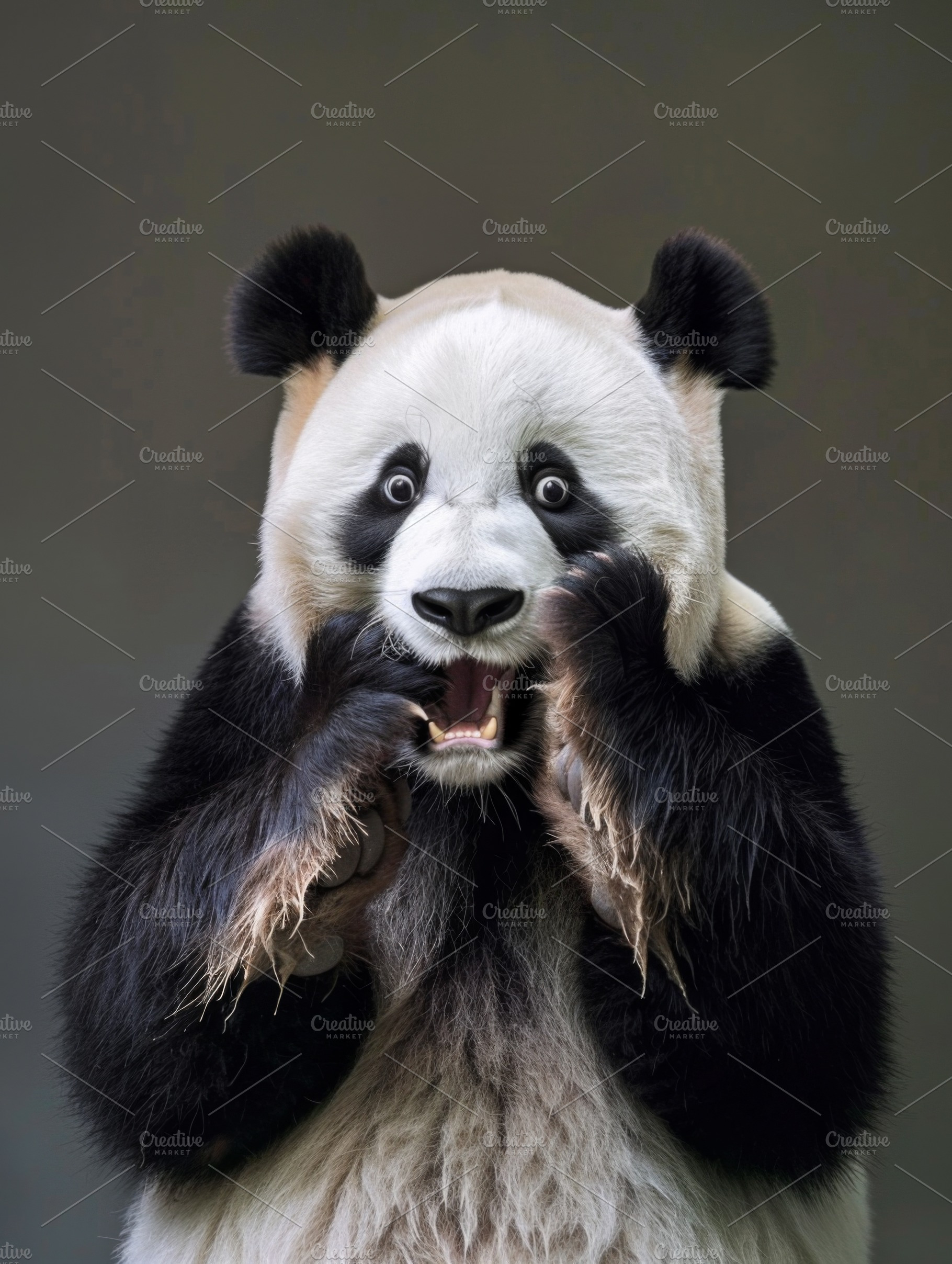 Very surprised panda with open mouth, an Animal Photo by Handmadefont