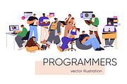 Coders, software engineers at work, a Technology Illustration by PaperTrident (Thumbnail 1 of 2)
