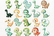 Watercolor Dinosaur Clipart Set, an Animal Illustration by Nicolle's Colorful Art (Thumbnail 7 of 8)