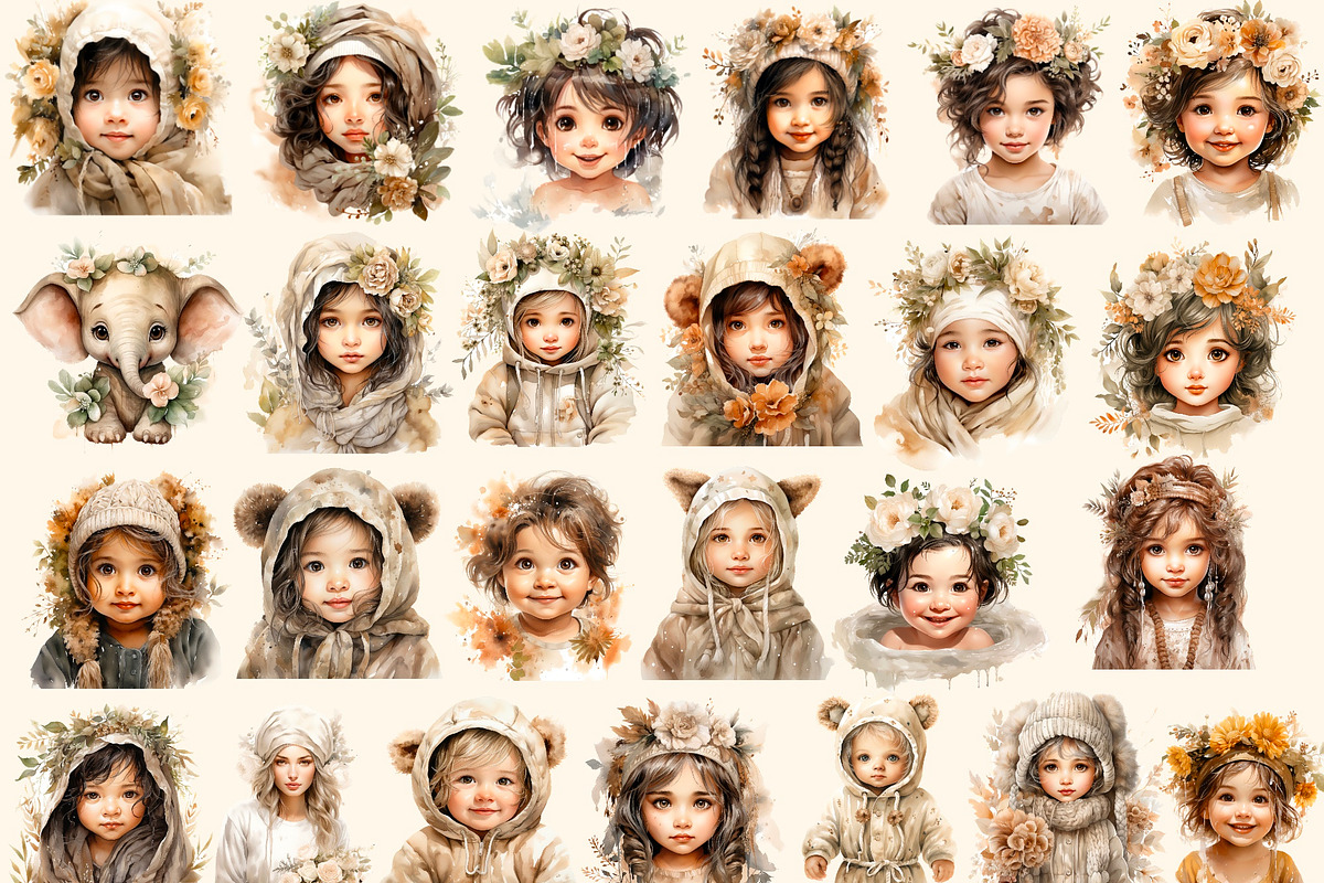 Boho Baby , Watercolor clipart, a Decorative Illustration by Hello My Print (Photo 10 of 10)