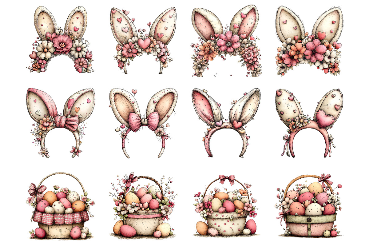 Whimsical easter clipart set, an Illustration by SinaCreation (Photo 2 of 10)