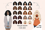 Sweater Weather Girls Clipart, an Illustration by GlamArtZhanna (Thumbnail 2 of 4)