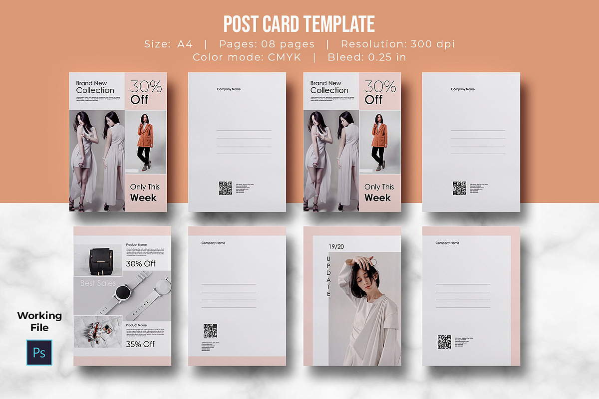 Postcard Template, a Card Template by crazyOWL (Photo 1 of 6)