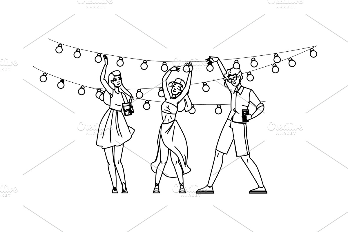 terrace rooftop party vector, a Person Illustration by pikepicture
