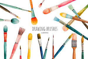 Watercolor drawing brushes set