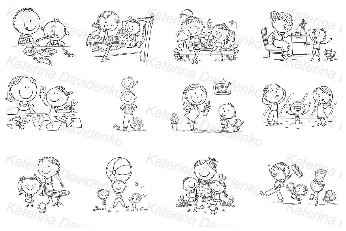 Family clipart set life scene bundle, a Healthcare Illustration by Bubert Art (Photo 5 of 7)
