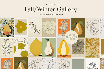 Autumn & Winter Flowers and Posters, a Decorative Illustration by Laras Wonderland