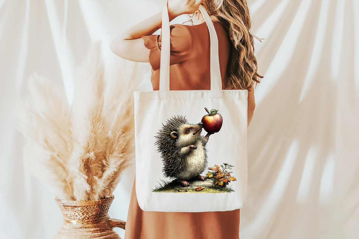 Cute Hedgehog with Apples PNG, a Seasonal Illustration by Designworld (Photo 9 of 9)