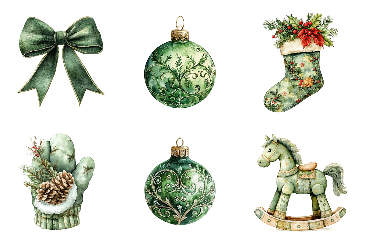 Vintage Green Christmas Winter PNG, an Illustration by SinaCreation (Photo 3 of 7)