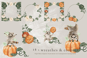 Pumpkins & Raccoons Graphic Set