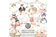 Silly Goose Spring Watercolor, an Illustration by CharmClipart (Thumbnail 1 of 6)