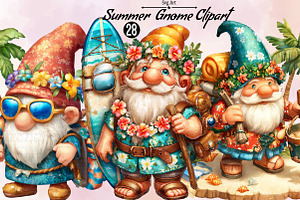 Summer Gnome Clipart Bundle, an Illustration by SVGArt