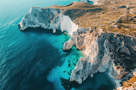 Stunning aerial view of Milos, Greec, a Photo by Iftikhar Alam