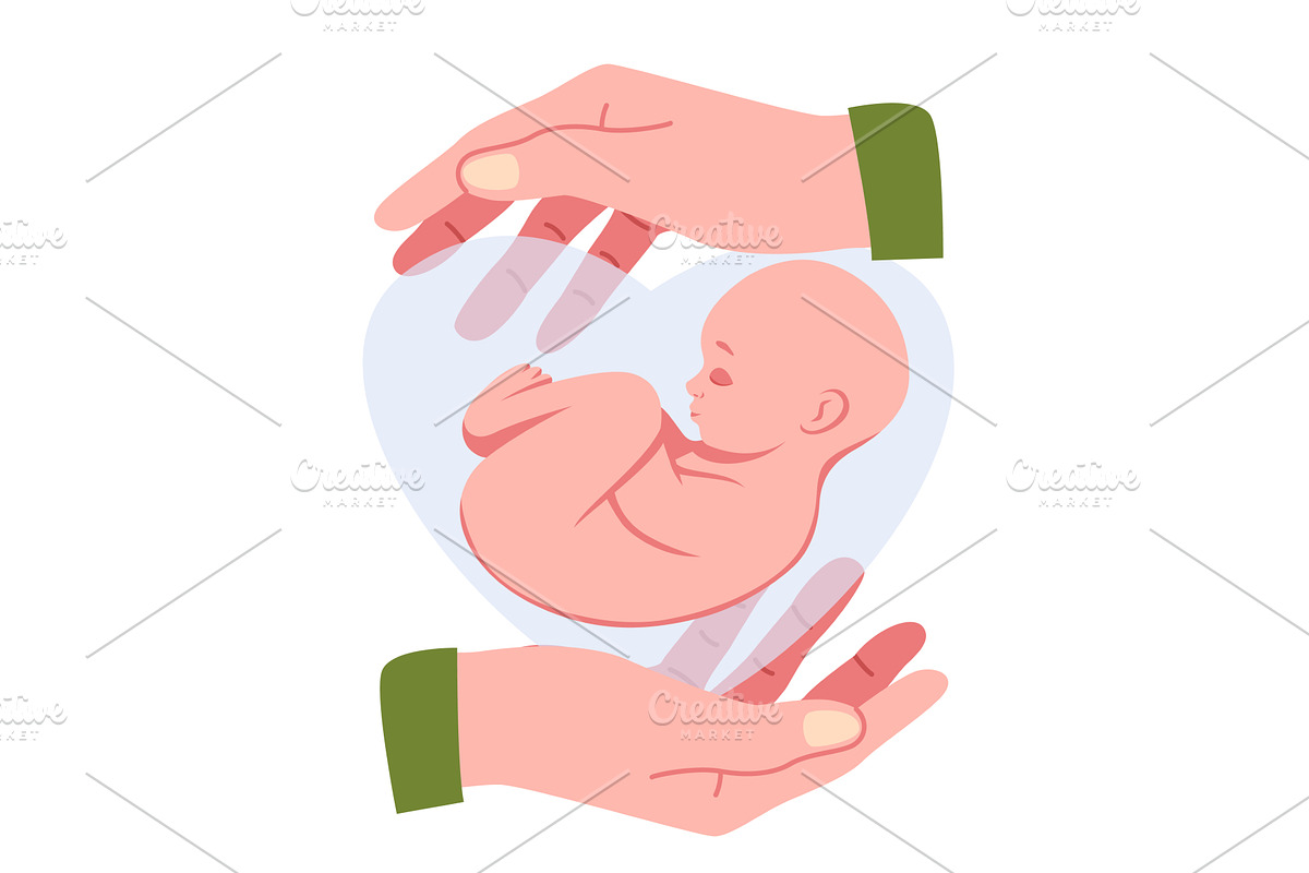 Mother hands protect small child, an Object Illustration by YummyBuum