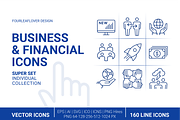160 Business and Financial Icons Set, an Outline Icon by FourLeafLover (Thumbnail 1 of 12)