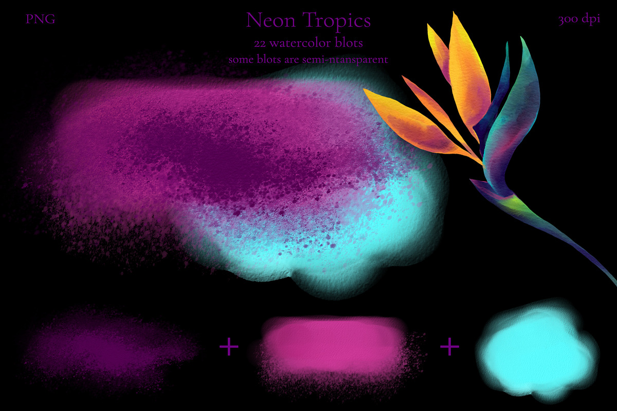 Neon Tropics watercolor, an Object Graphic by Salted Galaxy (Photo 15 of 16)