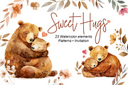 Hugs. Mom and Baby. Watercolor Bear, an Animal Illustration by AlineArtStore (Thumbnail 1 of 8)