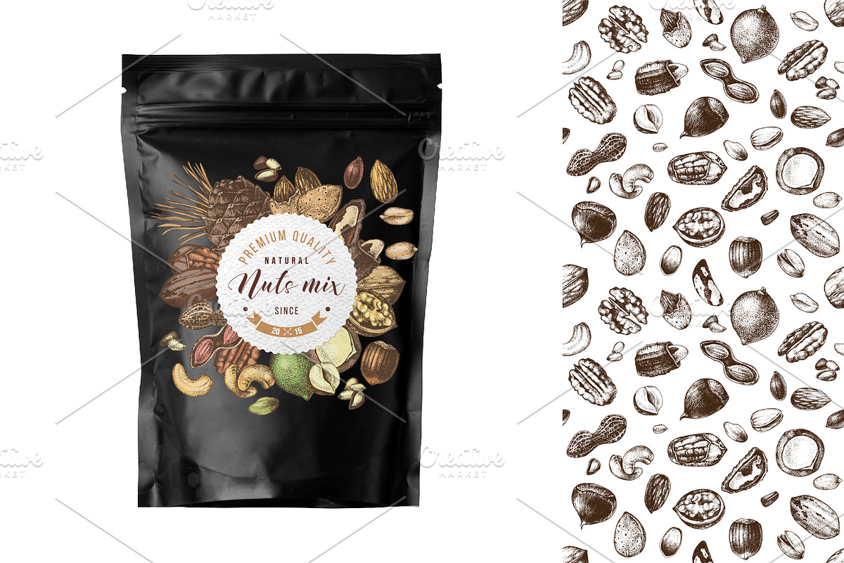 Hard nut graphic design set, a Food Illustration by handsketched (Photo 3 of 18)