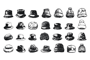 Fur Hats Vector Icons Ink Style On, an Object Illustration by LadadikArt