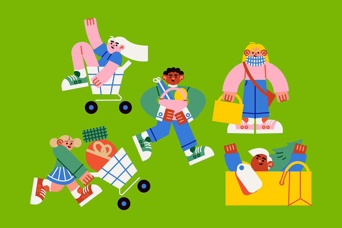 Holiday Shopping Asset Illustration, an Illustration by graphicook