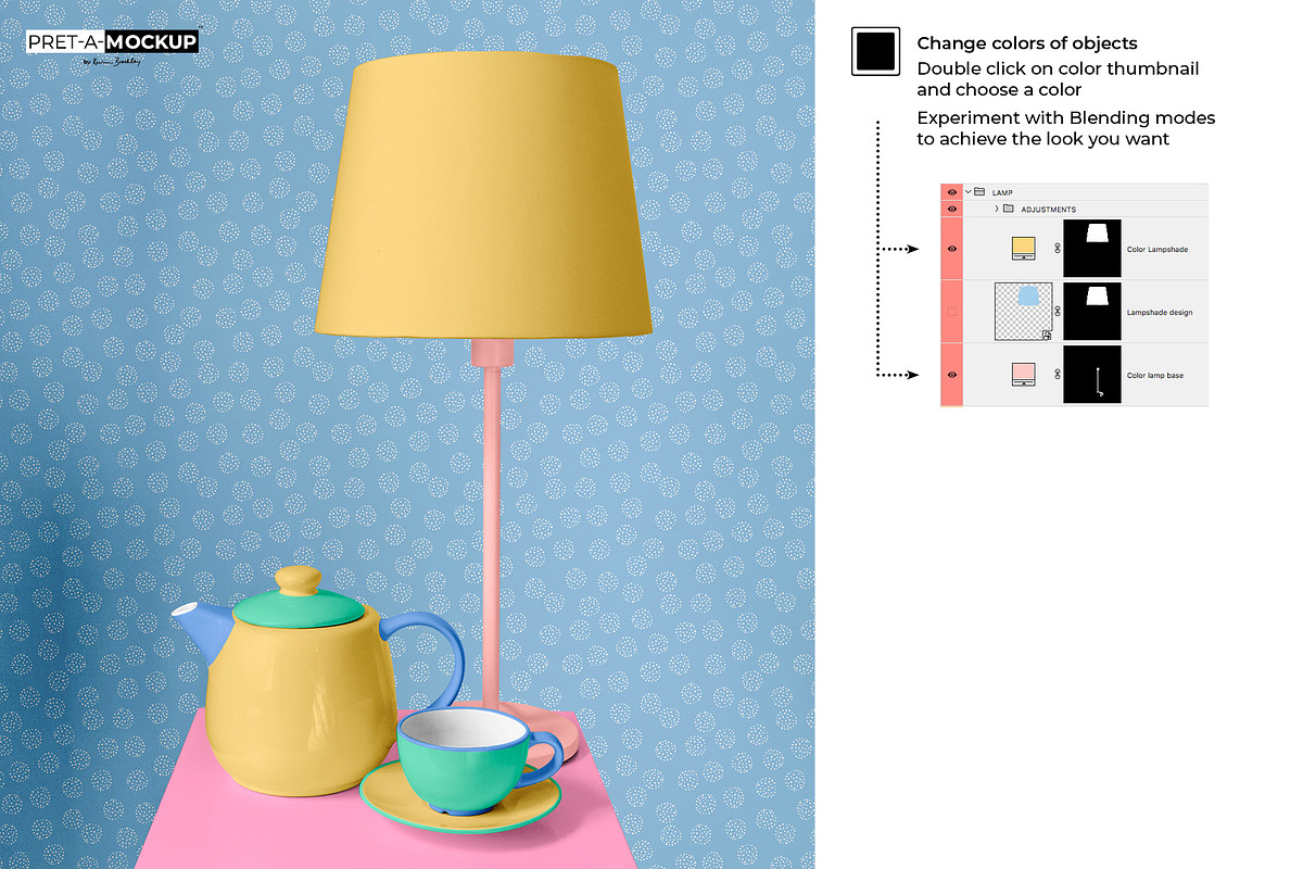Lamp and Tea Set Mockup, a Cups & Container Mockup by Pret-a-Mockup (Photo 6 of 9)
