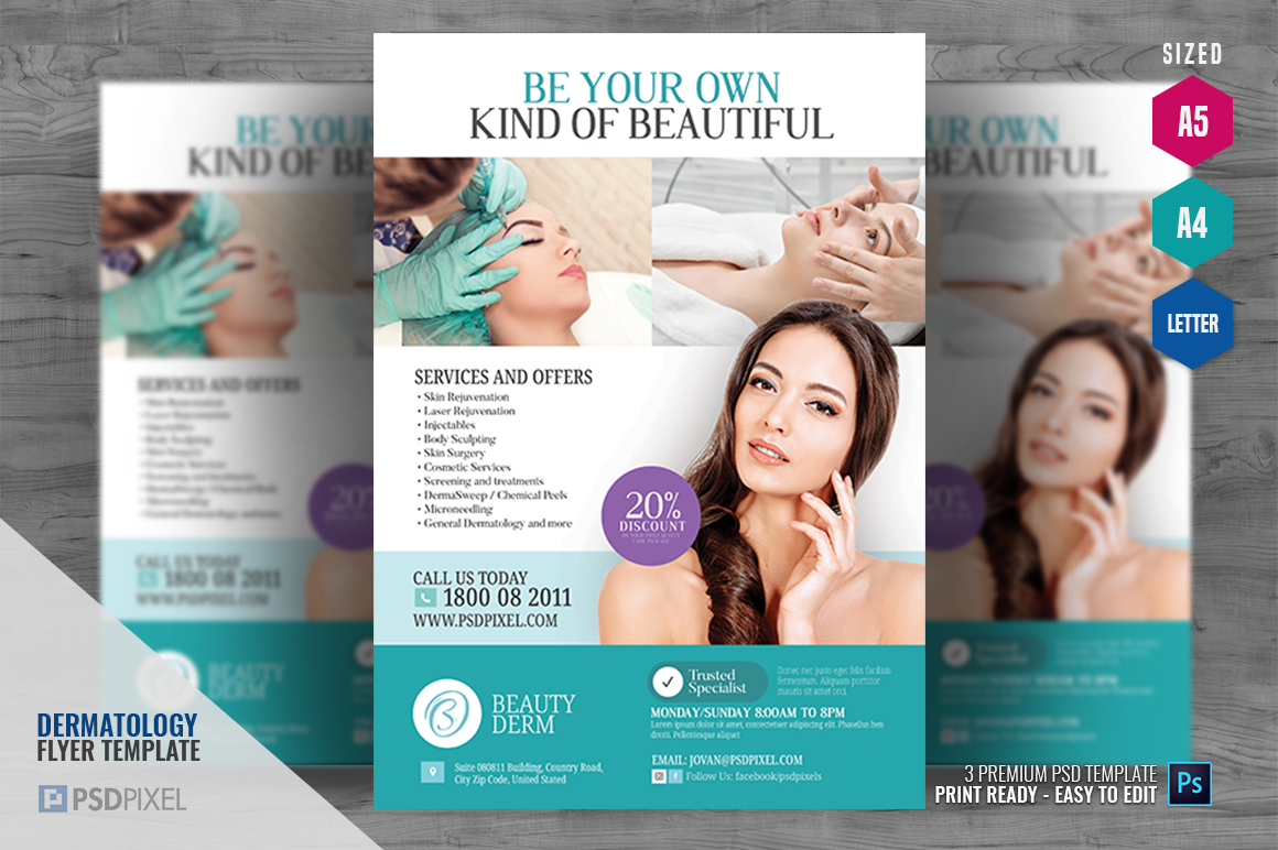 Expert Dermatologist Services Flyer, a Flyer Template by PSDPixel