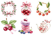 Watercolor Cherry Clipart, a Seasonal Illustration by CitraGraphics (Thumbnail 7 of 8)