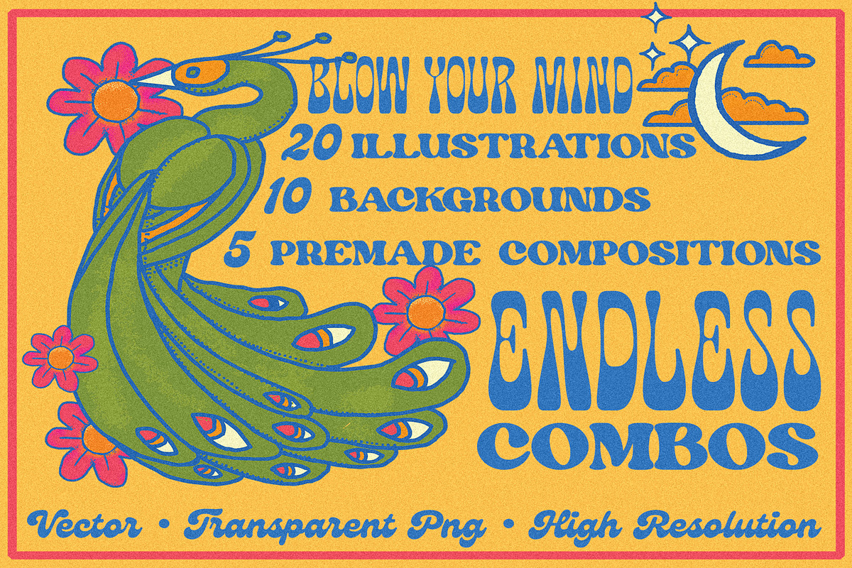Psychedelic Mind Clipart Set, a Decorative Illustration by Phosphorus Design Co. (Photo 2 of 8)