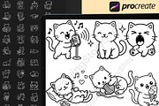 160 Procreate Kawaii Cat Stamps, a Brush Add-On by DrawingStoryShop (Thumbnail 2 of 6)
