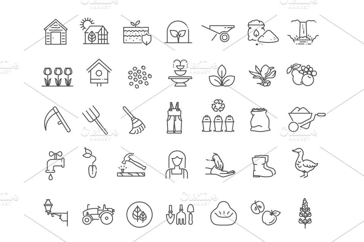 Gardening Line Icons Collection, an Outline Icon by Tettygreen (Photo 2 of 2)