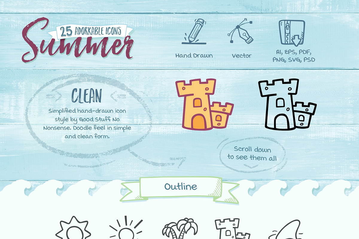Summer Hand Drawn Icons Family, an Icon by Good Stuff No Nonsense (Photo 3 of 7)