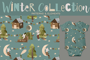 Winter Watercolor Patterns