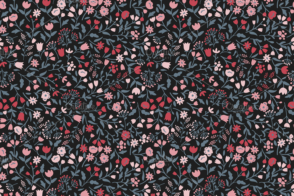 Seamless decorative flowers, a Pattern Graphic by elyomys
